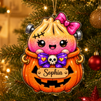 Cute Halloween Dumpling Characters With Custom Name - Personalized Acrylic Ornament - Christmas Gift For Kids, Teens