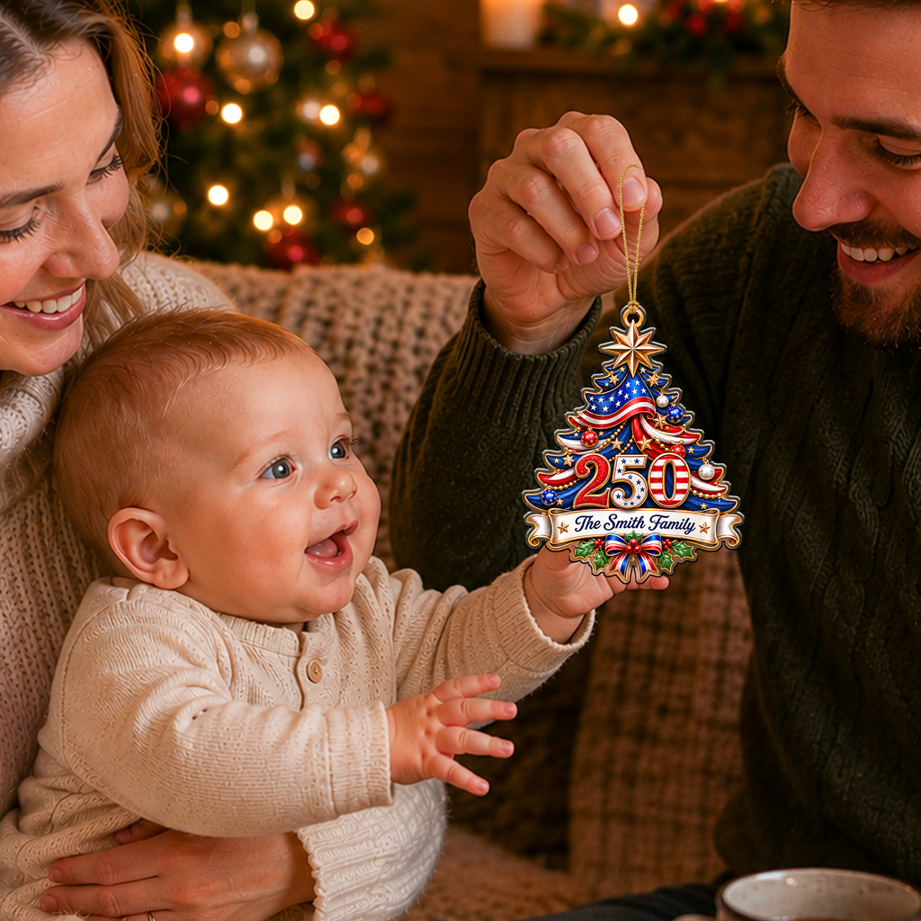 Personalized USA 250th Anniversary Christmas Ornament