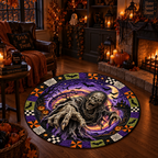 Scary Clown Vortex - 3D Illusion Quilted Round Mat - Spooky Halloween Home Decor
