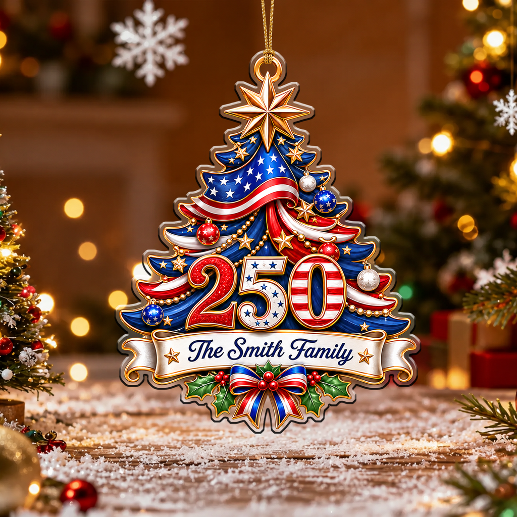 Personalized USA 250th Anniversary Christmas Ornament