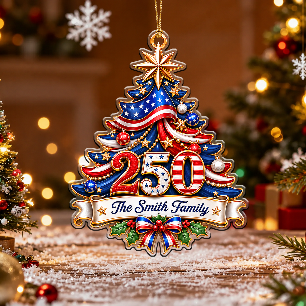 Personalized USA 250th Anniversary Christmas Ornament