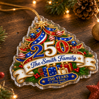 Personalized USA 250th Anniversary Ornament – Tree & Gifts