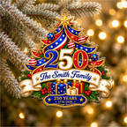 Personalized USA 250th Anniversary Ornament – Tree & Gifts
