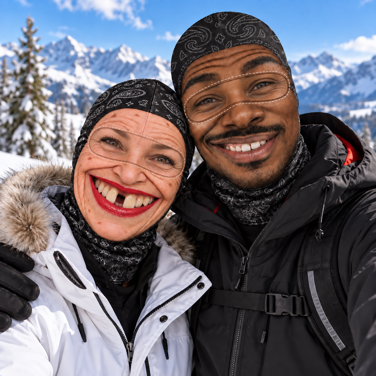 Funny Realistic Face Ski Mask - Oversized Smile Balaclava - Winter Gift For Skiers, Snowboarders & Couples