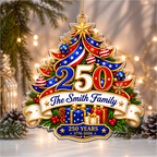 Personalized USA 250th Anniversary Ornament – Tree & Gifts