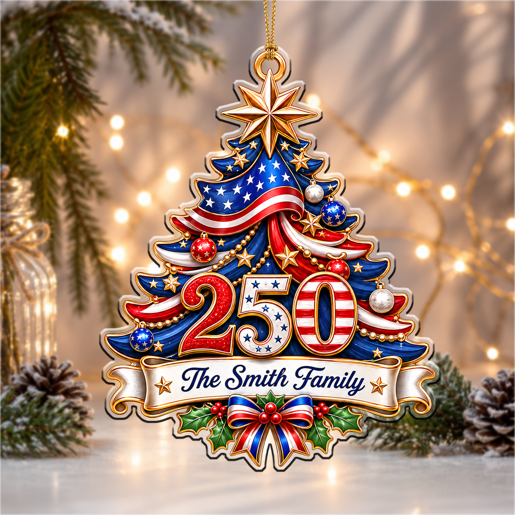 Personalized USA 250th Anniversary Christmas Ornament