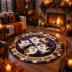 Personalized Ghost Family Haunted Home - 3D Vortex Quilted Round Mat - Halloween Decor For Family