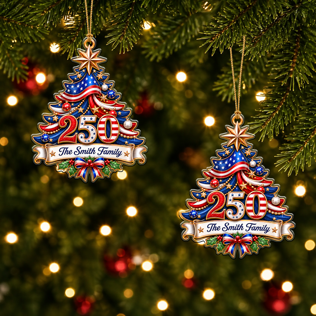 Personalized USA 250th Anniversary Christmas Ornament