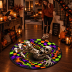 Scary Skeleton Vortex - 3D Illusion Quilted Round Mat - Halloween Decor For Horror Lovers