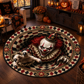 Scary Clown Vortex - 3D Illusion Quilted Round Mat - Personalized Halloween Decor For Horror Fans