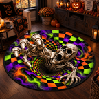 Scary Skeleton Vortex - 3D Illusion Quilted Round Mat - Halloween Decor For Horror Lovers