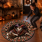 Scary Clown Vortex - 3D Illusion Quilted Round Mat - Personalized Halloween Decor For Horror Fans