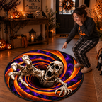 Scary Skeleton Vortex - 3D Illusion Quilted Round Mat - Halloween Decor For Horror Lovers
