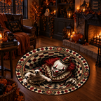 Scary Clown Vortex - 3D Illusion Quilted Round Mat - Personalized Halloween Decor For Horror Fans