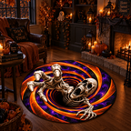 Scary Skeleton Vortex - 3D Illusion Quilted Round Mat - Halloween Decor For Horror Lovers