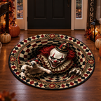 Scary Clown Vortex - 3D Illusion Quilted Round Mat - Personalized Halloween Decor For Horror Fans