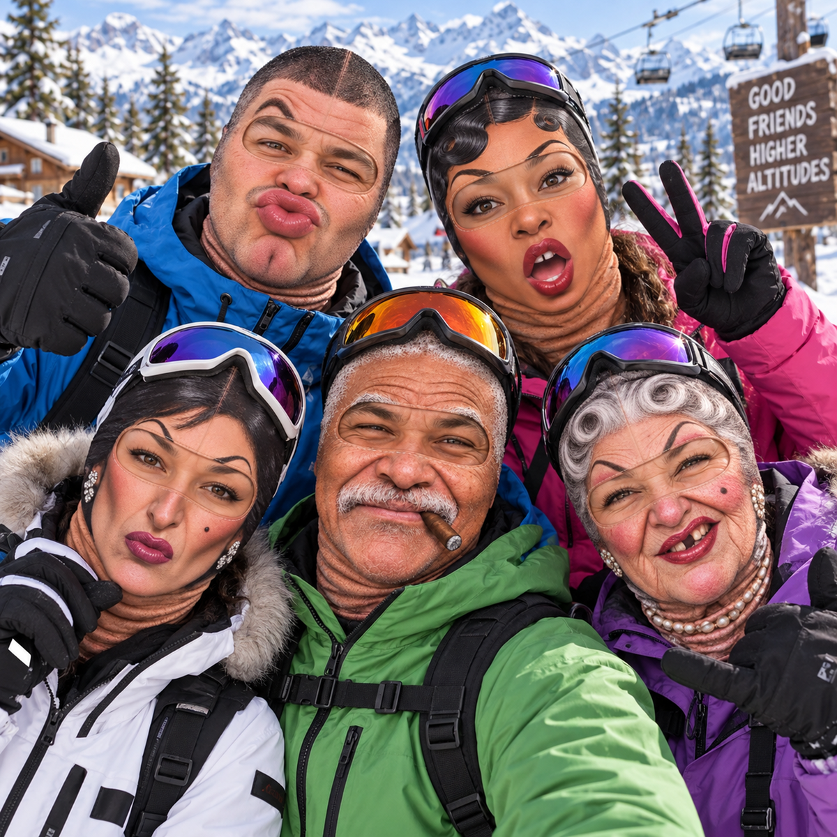 Funny Character Face Ski Mask - Realistic Printed Balaclava - Winter Gift For Skiers, Snowboarders, Friends & Couples