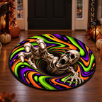 Scary Skeleton Vortex - 3D Illusion Quilted Round Mat - Halloween Decor For Horror Lovers