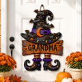 Grandma’s Witch Hat With Grandkids’ Names - Personalized Wood Sign - Halloween Gift For Grandma
