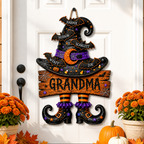 Grandma’s Witch Hat With Grandkids’ Names - Personalized Wood Sign - Halloween Gift For Grandma