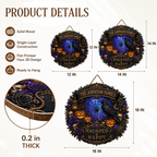 Haunted & Happy Raven Wreath - Personalized Family Name Wood Sign - Gothic Halloween Decor