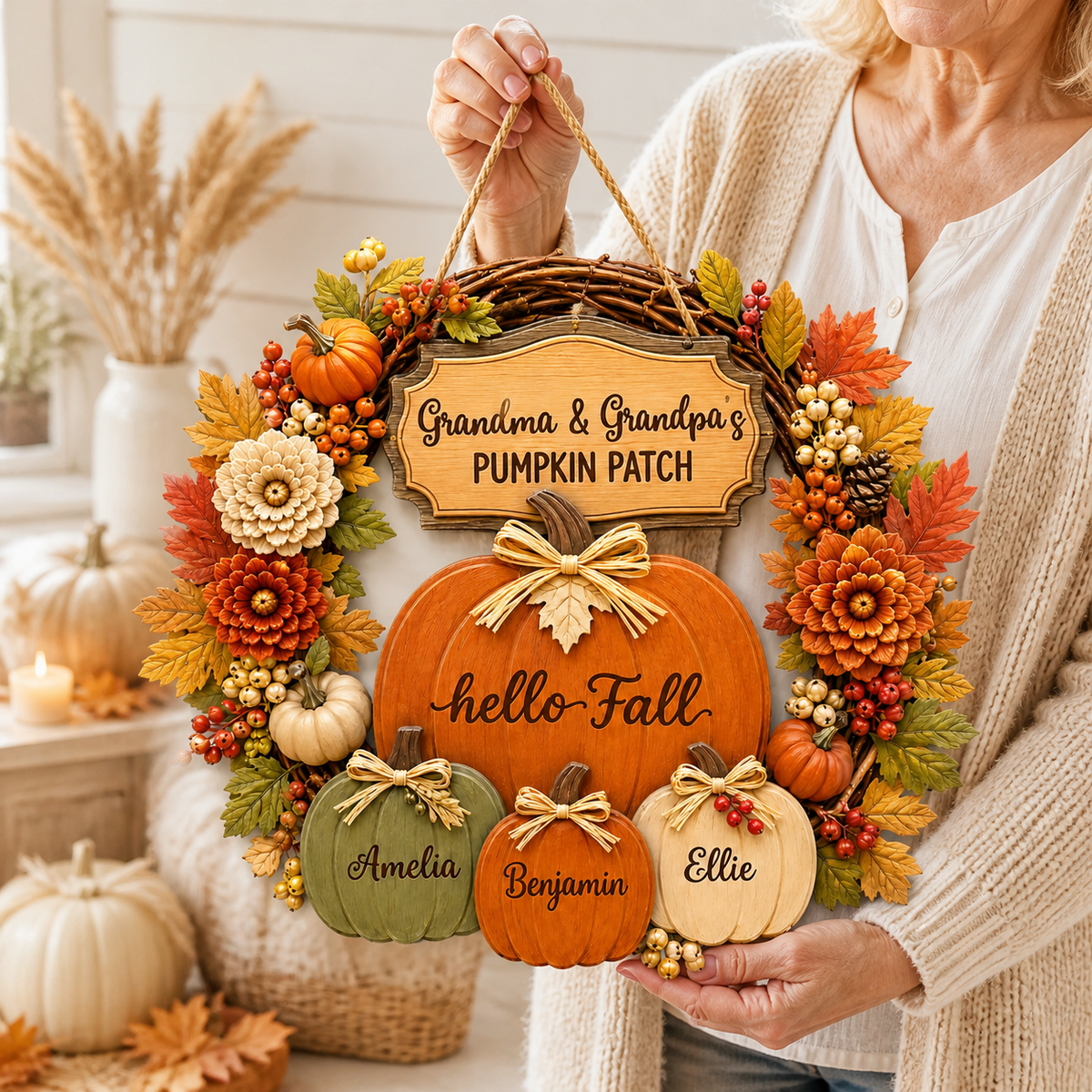 Personalized Pumpkin Patch Wood Sign for Grandparents – Hello Fall