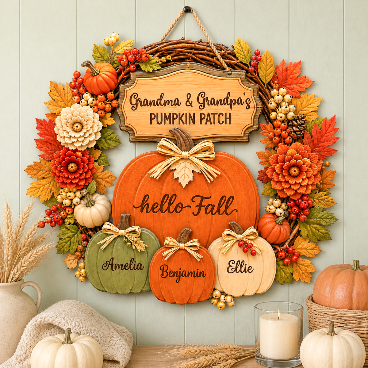 Personalized Pumpkin Patch Wood Sign for Grandparents – Hello Fall