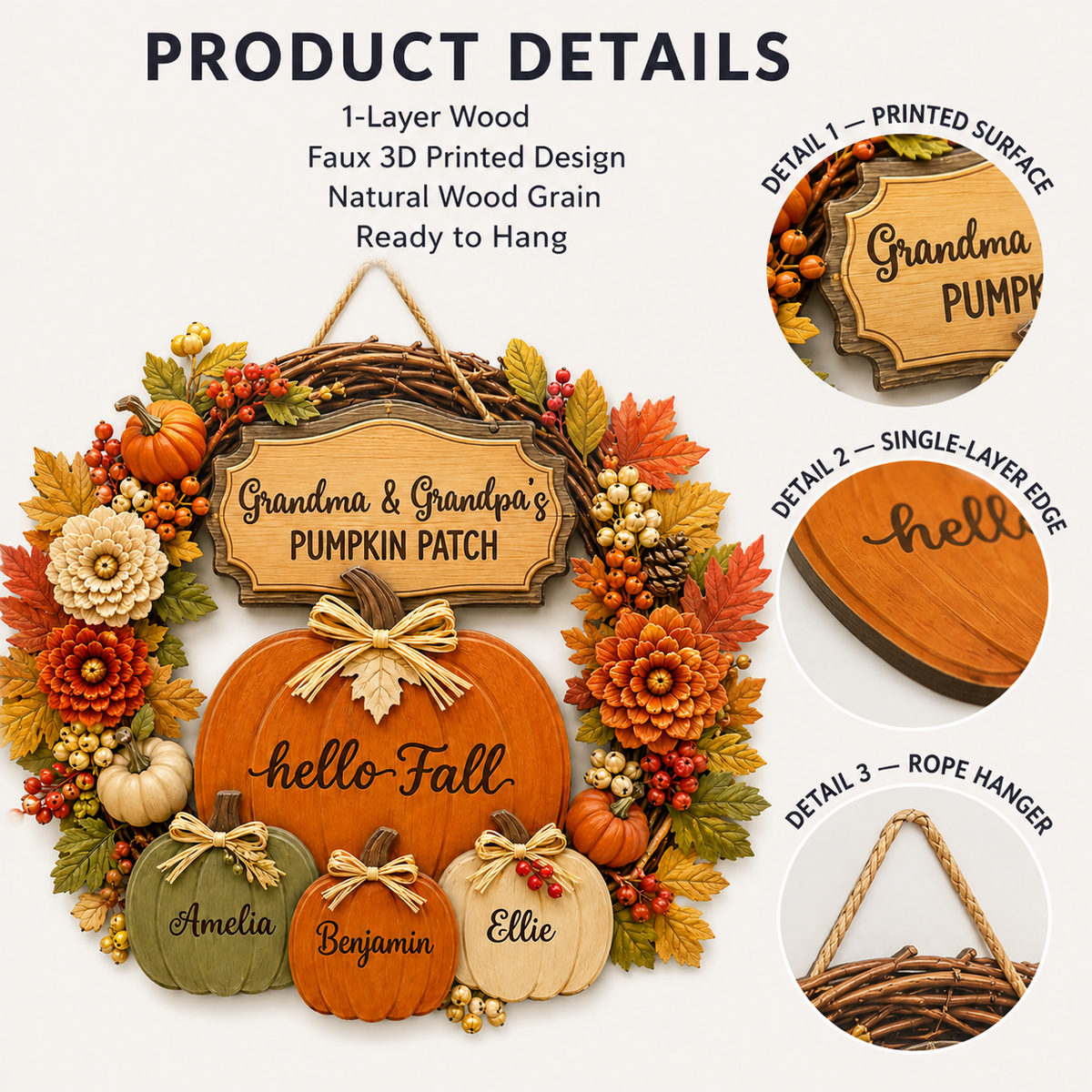 Personalized Pumpkin Patch Wood Sign for Grandparents – Hello Fall