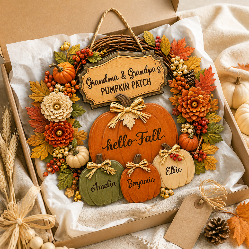 Personalized Pumpkin Patch Wood Sign for Grandparents – Hello Fall