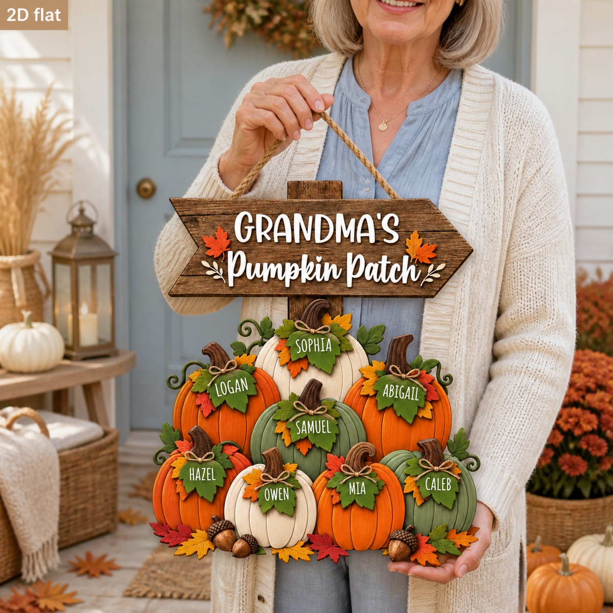 Personalized Grandma’s Pumpkin Patch Wood Sign – Rustic Arrow