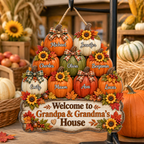Personalized Grandparents Welcome Wood Sign – Fall Pumpkins