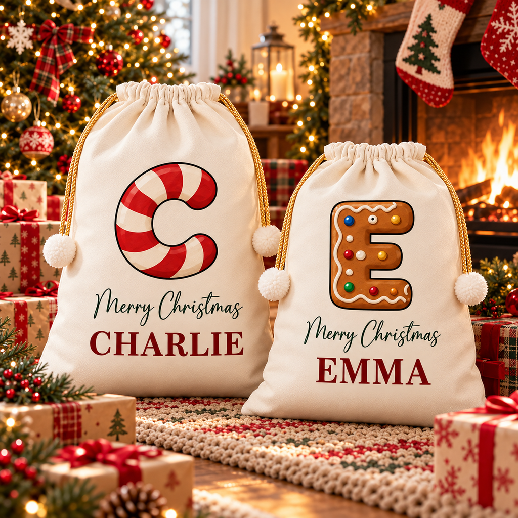 Personalized Santa Sack with Name – Custom Christmas Gift Bag for Kids