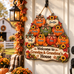 Personalized Grandparents Welcome Wood Sign – Fall Pumpkins