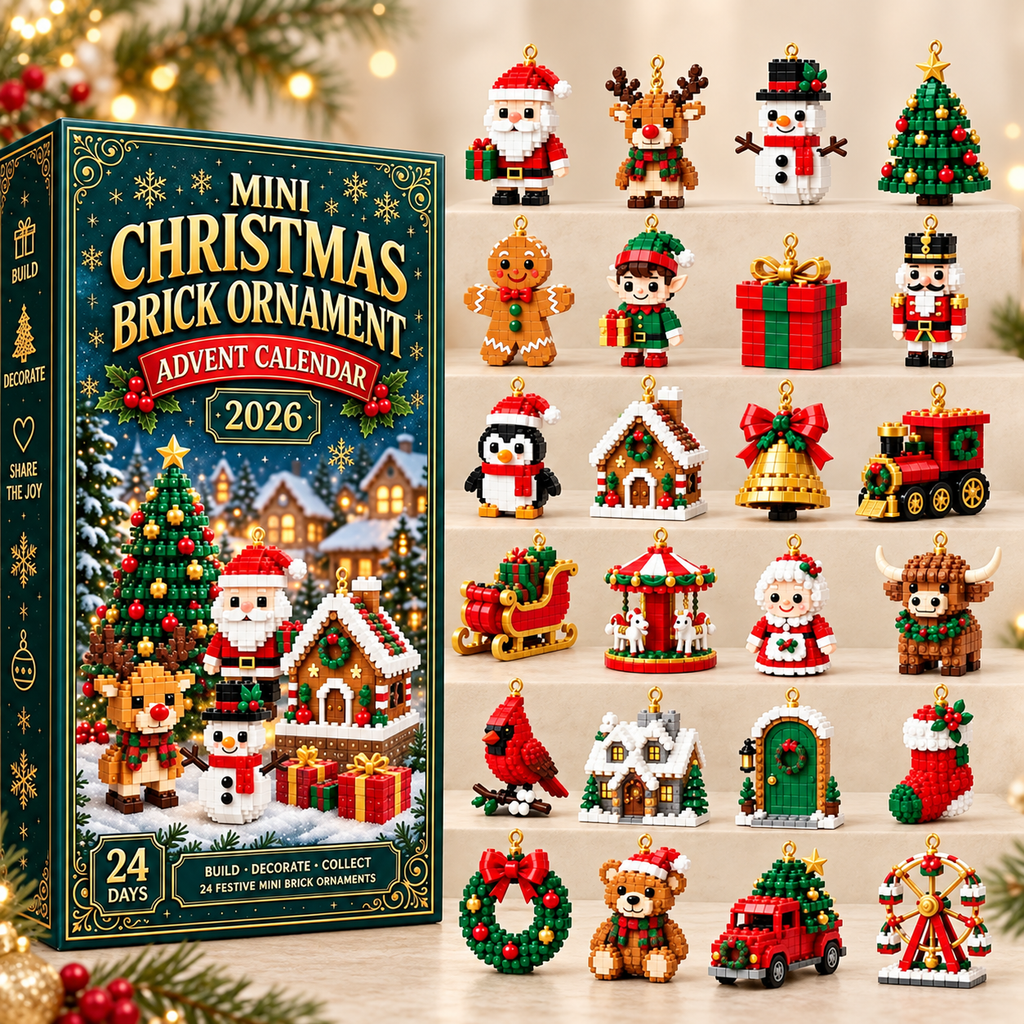 Mini Christmas Brick Ornament Advent Calendar 2026 – 24-Day Building Block Set, Christmas Gift for Kids & Adults
