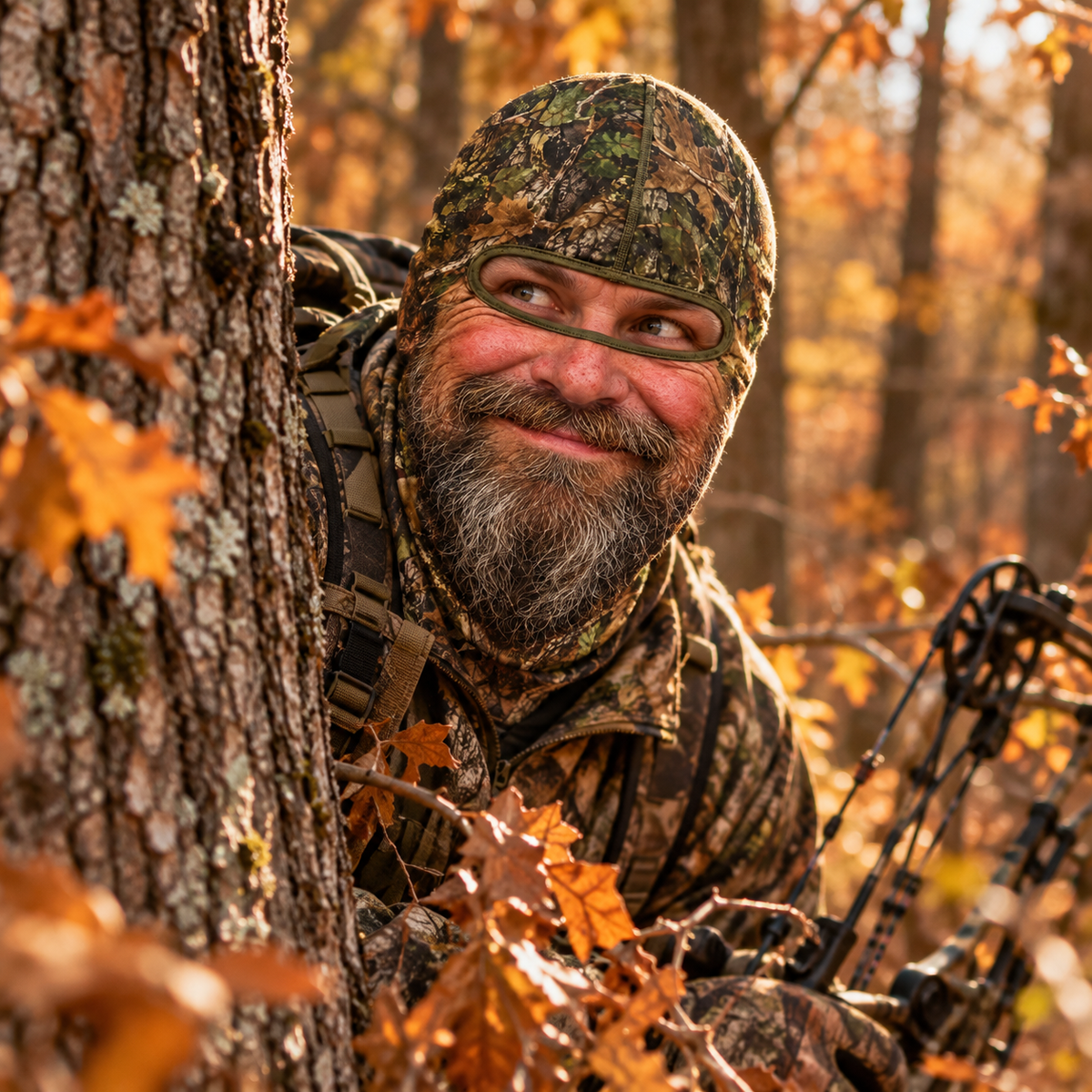 Funny Bearded Hunter Face Mask - Camouflage Balaclava - Gift For Hunters & Hunting Buddies