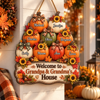Personalized Grandparents Welcome Wood Sign – Fall Pumpkins