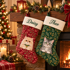Personalized Cat Christmas Stocking, Custom Name Pet Stocking, Cat Lover Christmas Gift, 30 Cat Designs