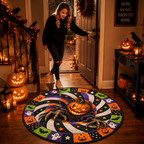 Halloween Skeleton Quilted Round Mat – 3D Vortex Illusion