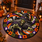 Halloween Witch Quilted Round Mat – 3D Vortex Illusion