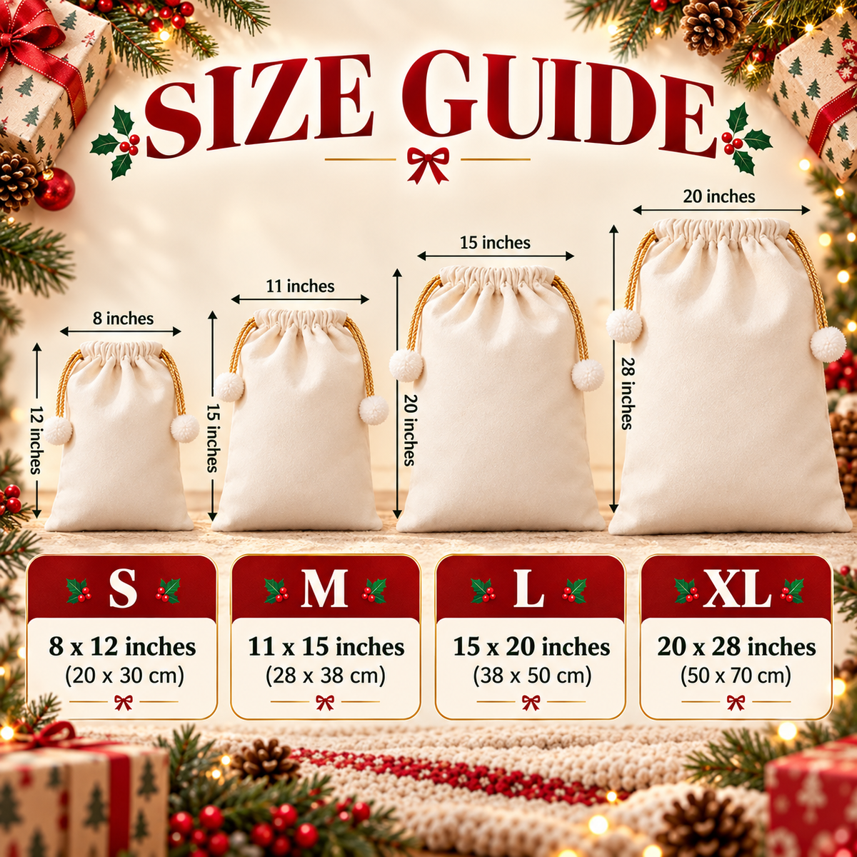 Personalized Santa Sack with Name – Custom Christmas Gift Bag for Kids