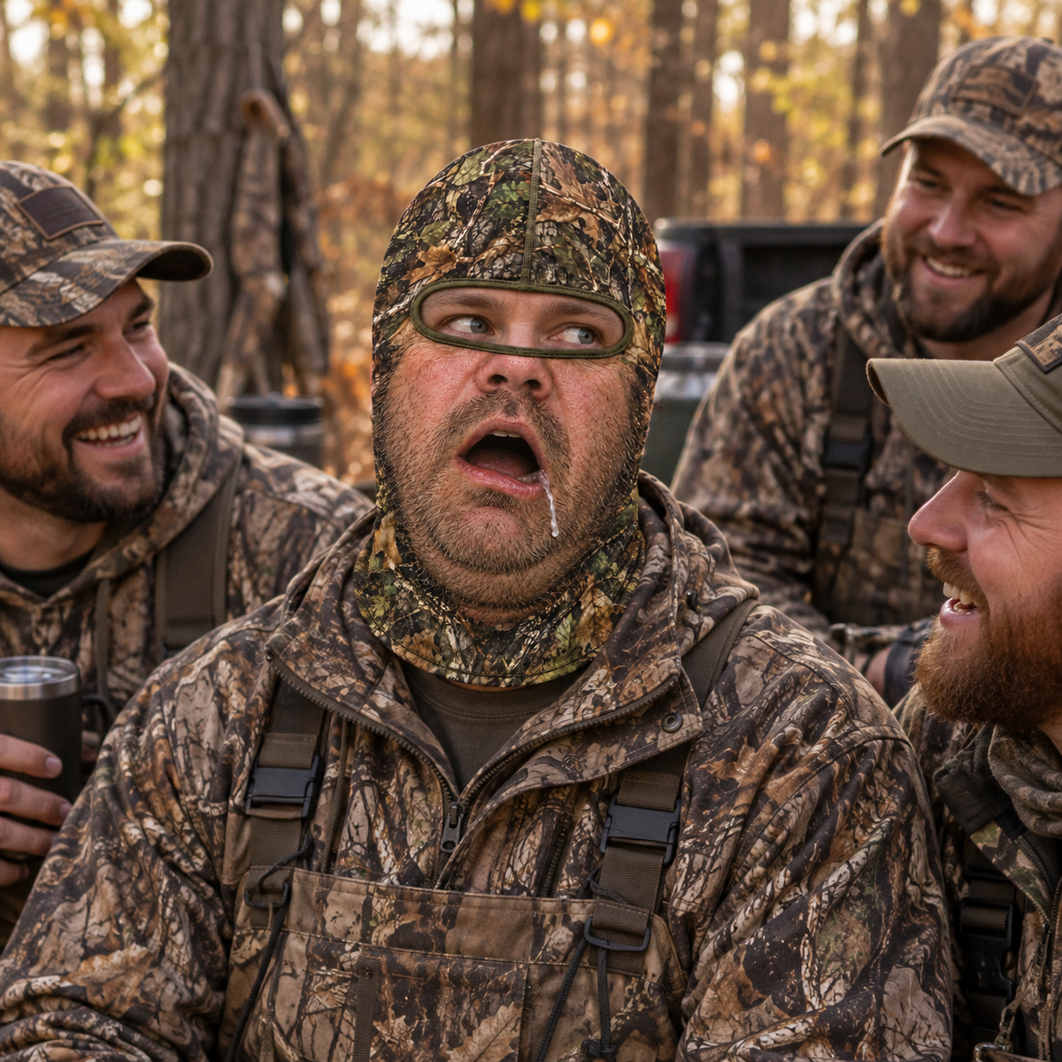 Funny Bearded Hunter Face Mask - Camouflage Balaclava - Gift For Hunters & Hunting Buddies