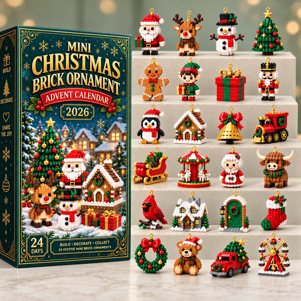 Mini Christmas Brick Ornament Advent Calendar 2026 – 24-Day Building Block Set, Christmas Gift for Kids & Adults