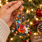Rock Guitar Christmas Tree With Custom Name & Year - Personalized Acrylic Ornament - Christmas Gift For Guitarist & Music Lover