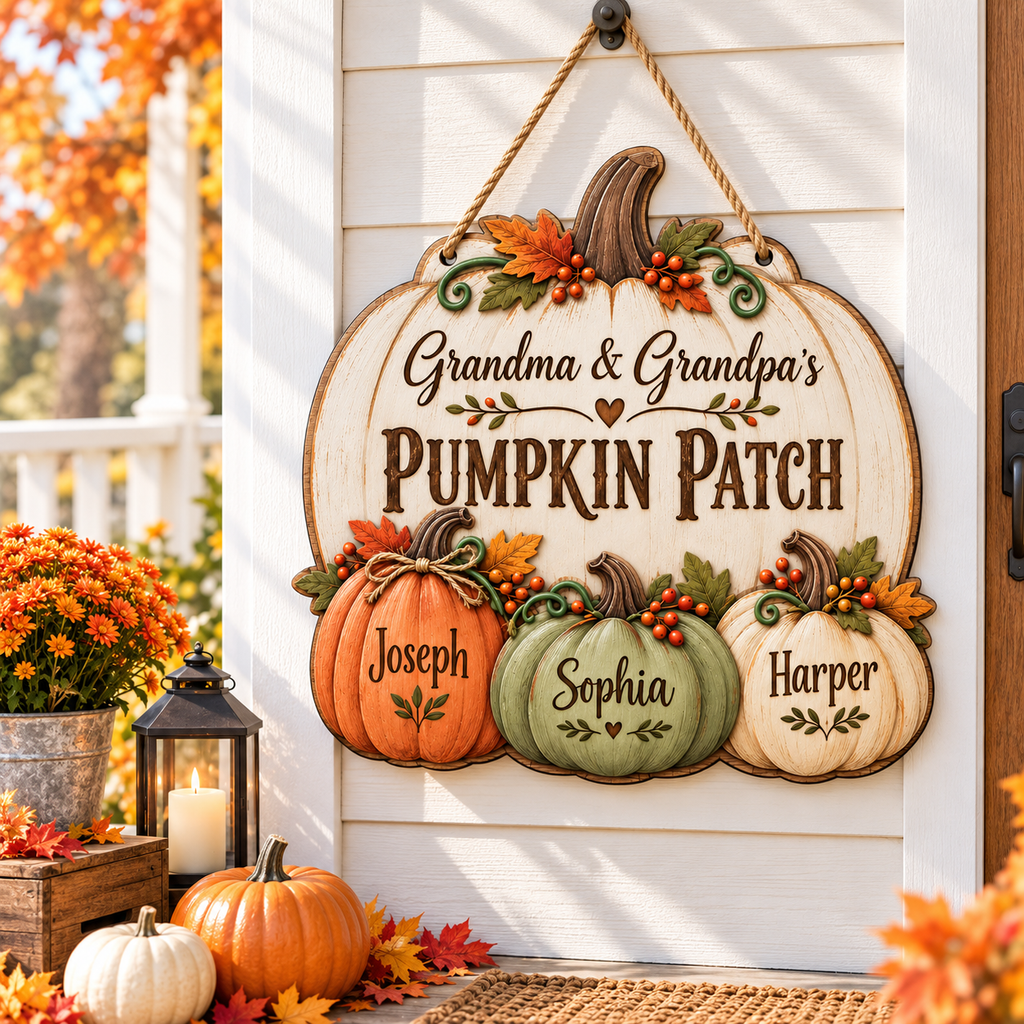 Personalized Pumpkin Patch Wood Sign for Grandparents