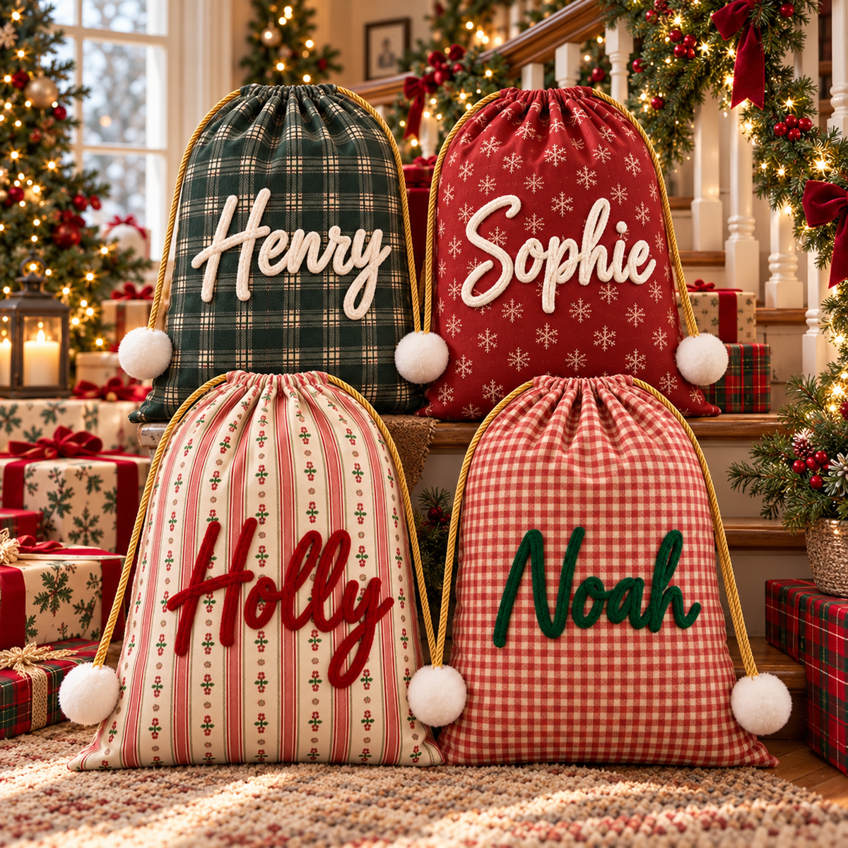 Personalized Christmas Santa Sack – Custom Name Gift Bag for Kids & Family