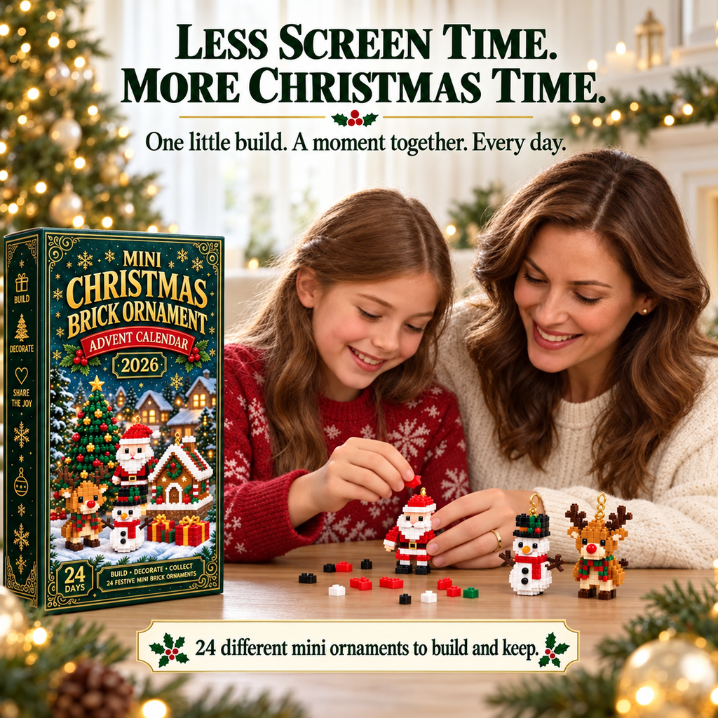 Mini Christmas Brick Ornament Advent Calendar 2026 – 24-Day Building Block Set, Christmas Gift for Kids & Adults