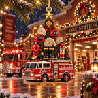 Firefighter Christmas Tree With Custom Name & Year - Personalized Acrylic Ornament - Christmas Gift For Firefighter