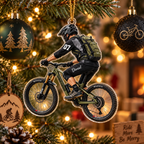 Mountain Biker With Custom Name - Personalized Acrylic Ornament - Christmas Gift For Cyclist & MTB Lover