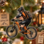 Mountain Biker With Custom Name - Personalized Acrylic Ornament - Christmas Gift For Cyclist & MTB Lover