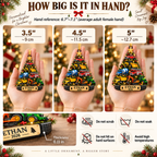 Construction Trucks Christmas Tree With Custom Name & Year - Personalized Acrylic Ornament - Christmas Gift For Boys & Kids